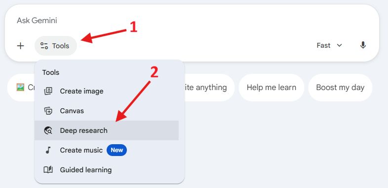 Gemini Deep Research setup