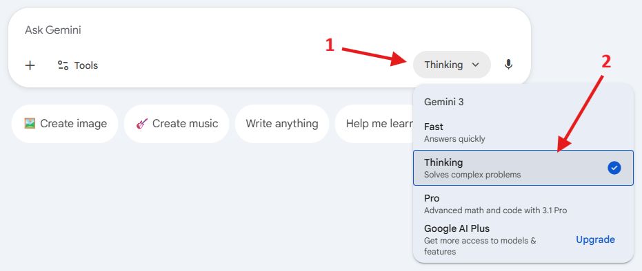 Gemini Thinking setup